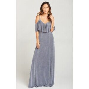 NWT SHOW ME YOUR MUMU Renee Ruffle Maxi Gray Bridesmaid Dress Gown Size M